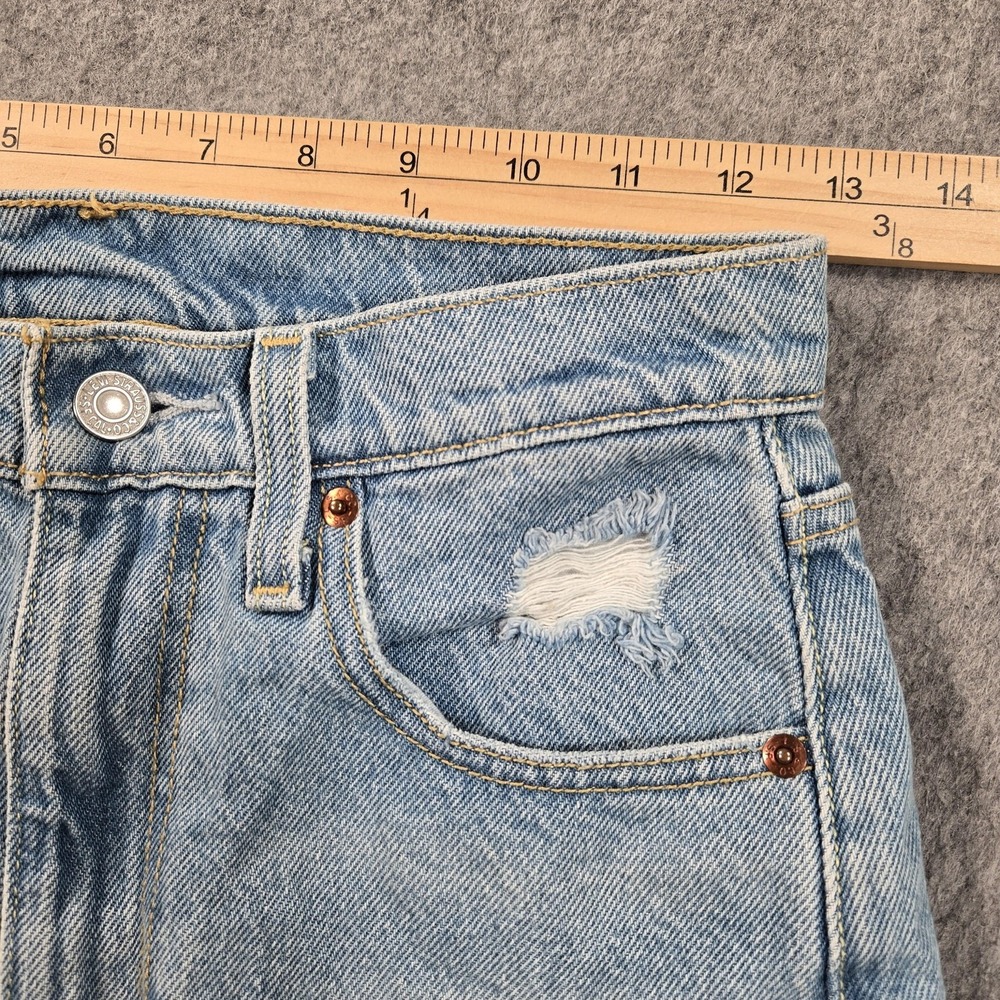 Levi's Skirt Womens 24 Blue Denim Distressed Mini Cutoff Raw Hem Fringe Casual - Picture 5 of 8